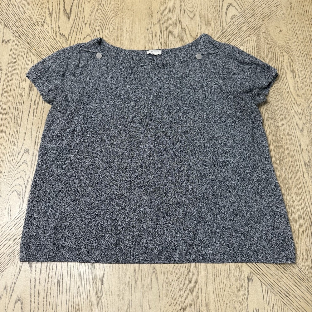 TALBOTS Large Gray Short Sleeve Button Detail Tee Shirt